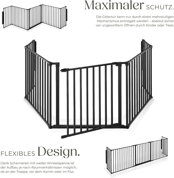 tectake Kaminschutzgitter Metall, Schutzgitter, Laufstall, Absperrgitter, Ofenschutzgitter, Hundegit