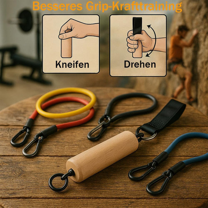 Holz Klimmzuggriffe Handgriffe，Klettergriffe Trainingsset für Krafttraining， Armkrafttrainer，Klimmzu