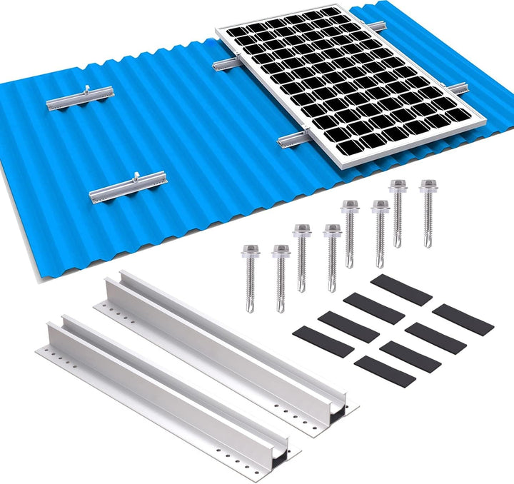 PARTSEE Schienen für Solarmodul Halterung, Solarpanel Alu Halterung Trapezblech Flachdach PV Befesti
