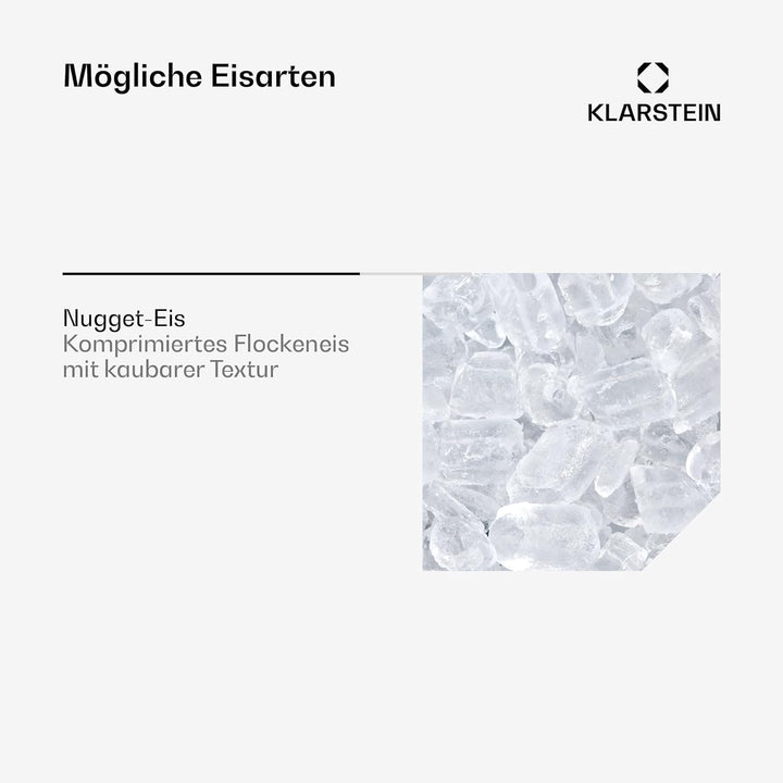 Klarstein Eiswürfelmaschine für Zuhause Camping Gastro, Schnelle Mini Eiswürfelmaschine Klein, Profi