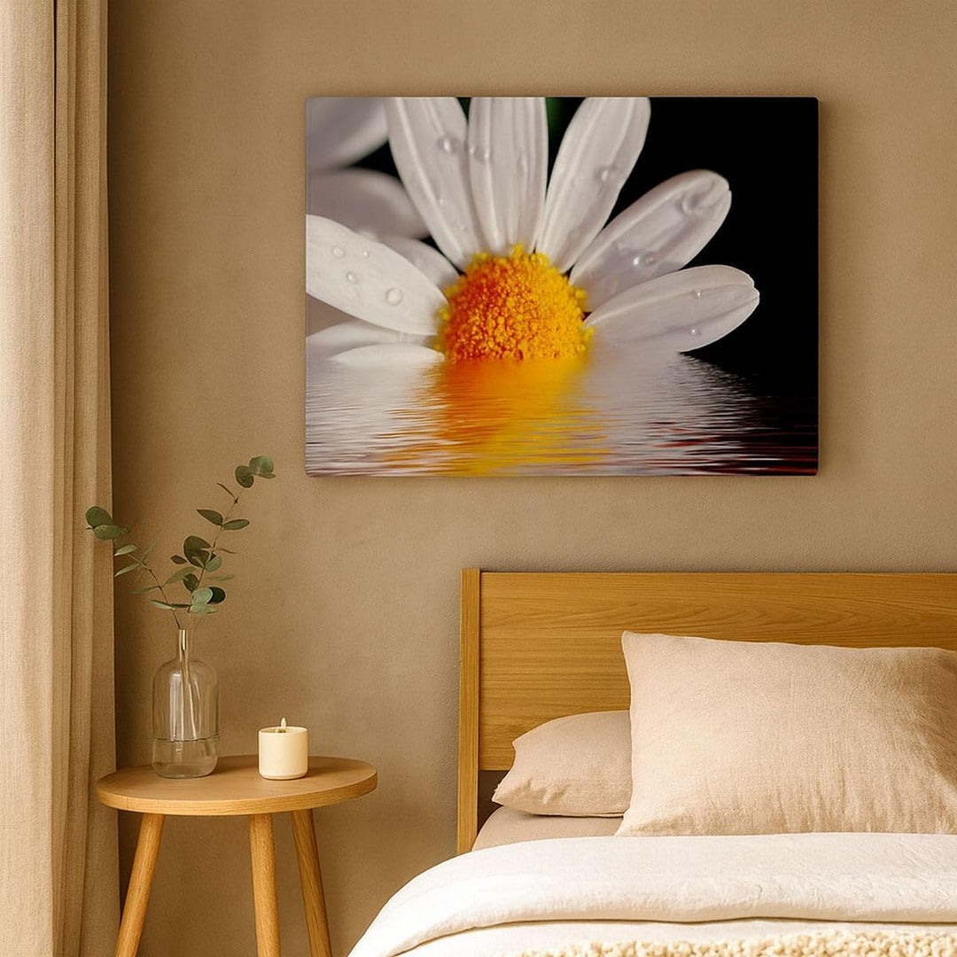 Bilder auf Leinwand 100x70cm Leinwandbild Kraut Kamille Blume Wasser Gross Wanddeko Bild Schlafzimme