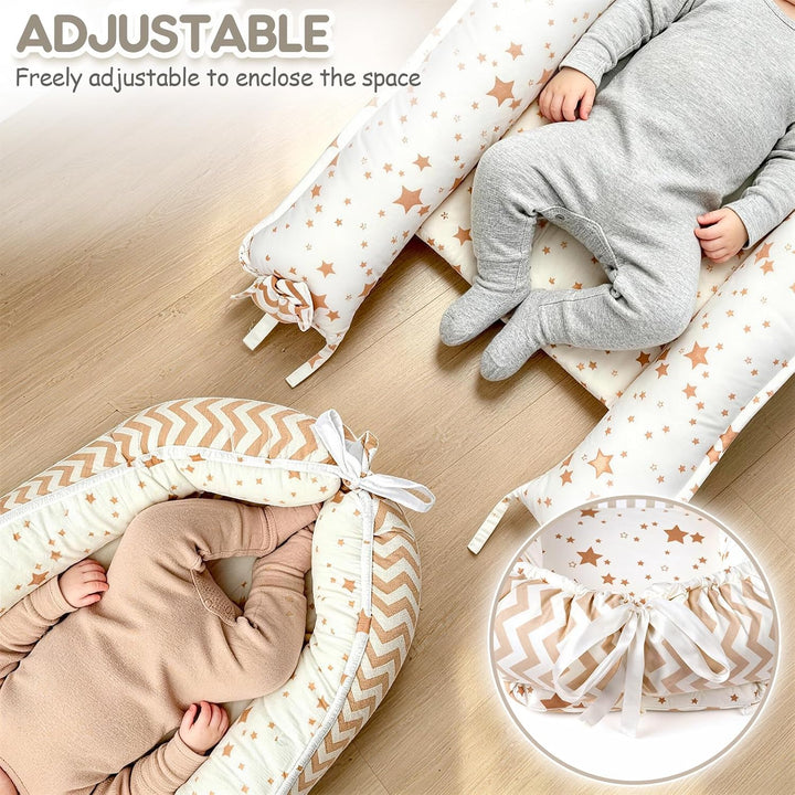 Soontrans Babynest für Neugeborene mit Kordelzug &amp; Tragetasche (Sterne) | Nestchen Baby Geborgenheit