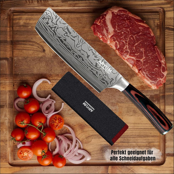 Aryum Premium Nakiri Messer 17 cm, Japanisches Messer, Kochmesser aus Edelstahl, Vielseitiges Hackme