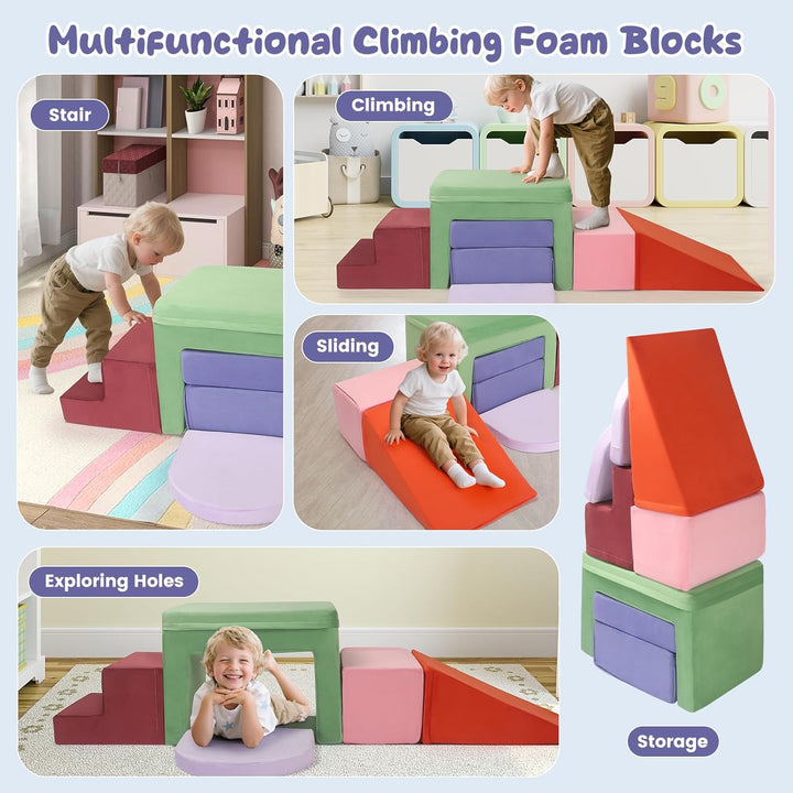 Brolteja Baby-Schaumstoffbausteine, XXL Softplay-Set für Kleinkinder von 1–3 Jahren, Baby-Klettertur