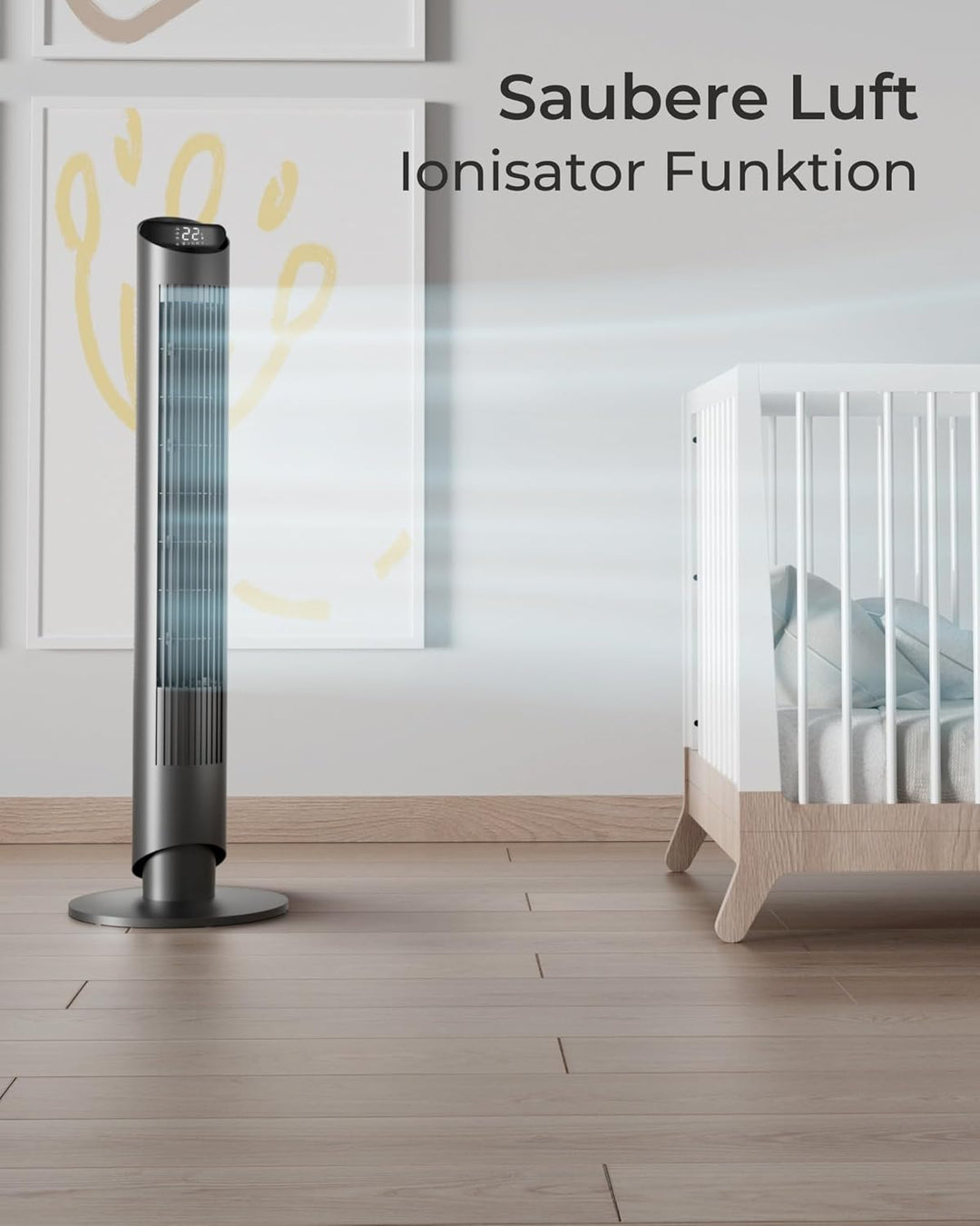 CF2401 Turmventilator mit Fernbedienung, App - Leiser Standventilator mit Timer, LED - Ventilator ki