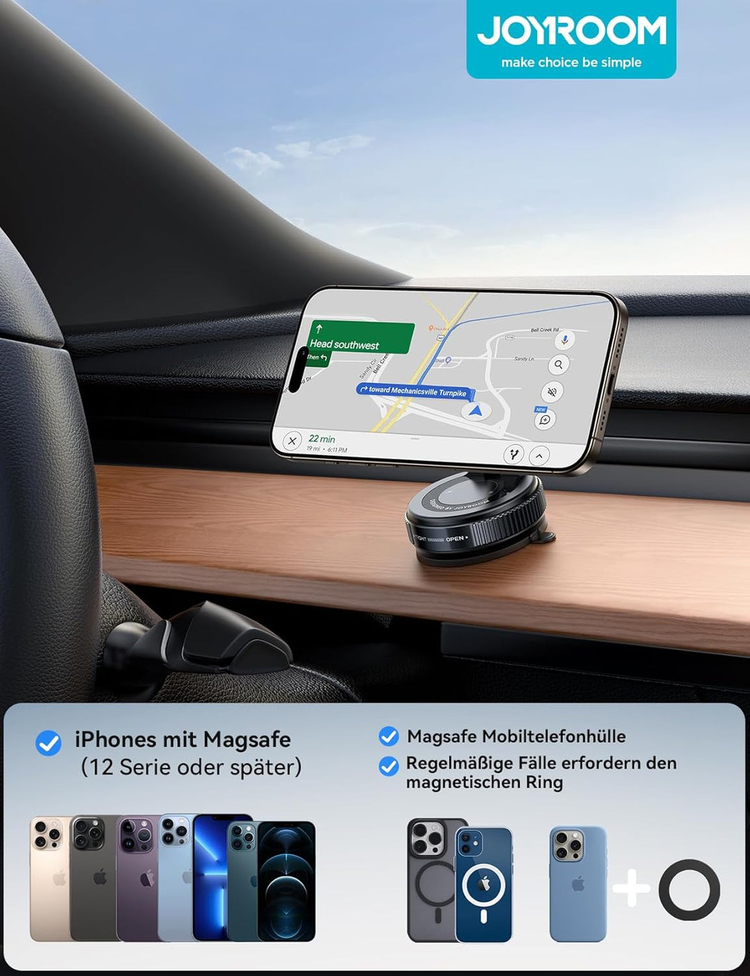 JOYROOM Vakuum Handyhalterung Auto Magnet – 2025 Magsafe Autohalterung [24 XN55 Magneten & Stärkster