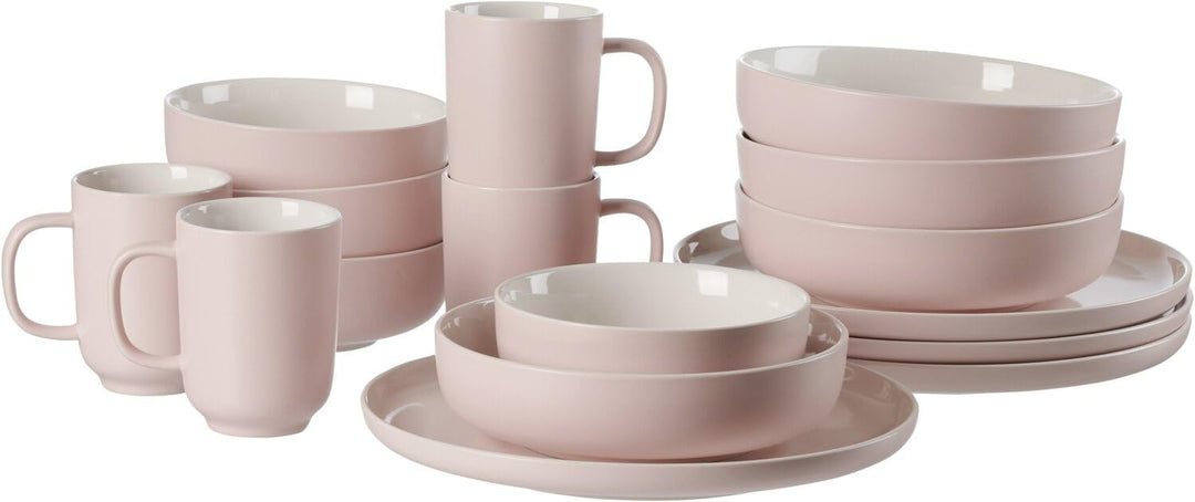 Ritzenhoff & Breker Kombiservice Jasper, 16-teilig, Rosa, Steinzeug, Teller Schalen und Becher für 4