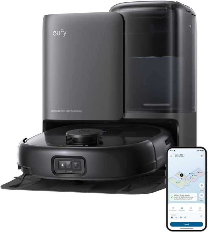 eufy Omni E25 HydroJet Saugroboter mit Wischfunktion, 20.000Pa Turbo-Saugkraft, DuroSpiral Entwirrbü