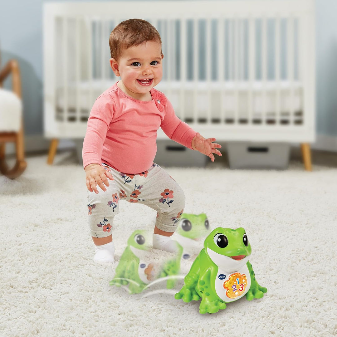 VTech Interaktiver Hüpf-Frosch für Kinder – Singender & Springender Musikfrosch mit Lichteffekten, L