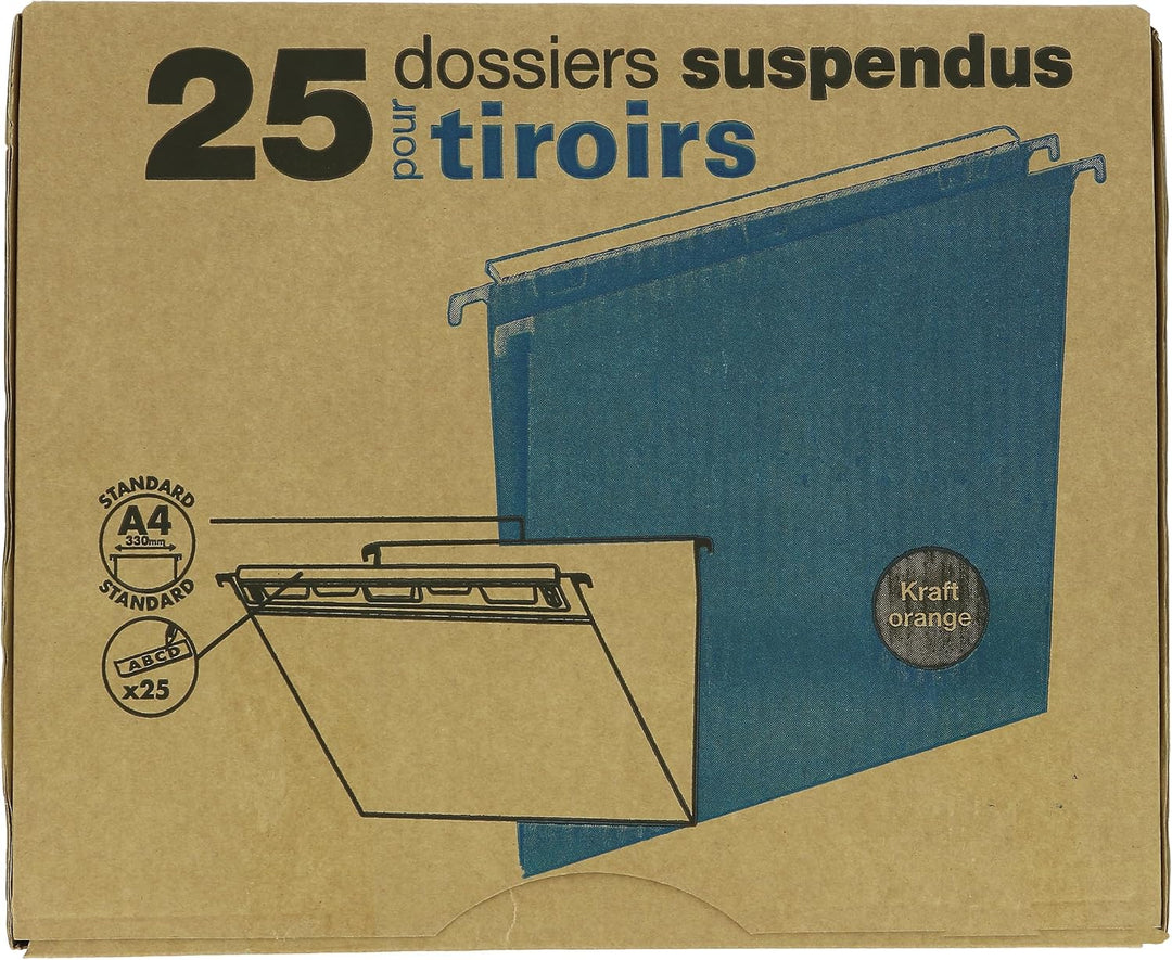 Elba - 400126767 Hängemappen für Schublade, Achsabstand 33, U-Boden 30 mm, Aussenformat 38 x 25, Ora