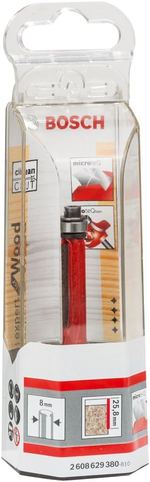 Bosch Professional Bündigfräser Expert for Wood (Holz und Laminat, Ø 9,5mm, Arbeitslänge 25,8 mm, Ge