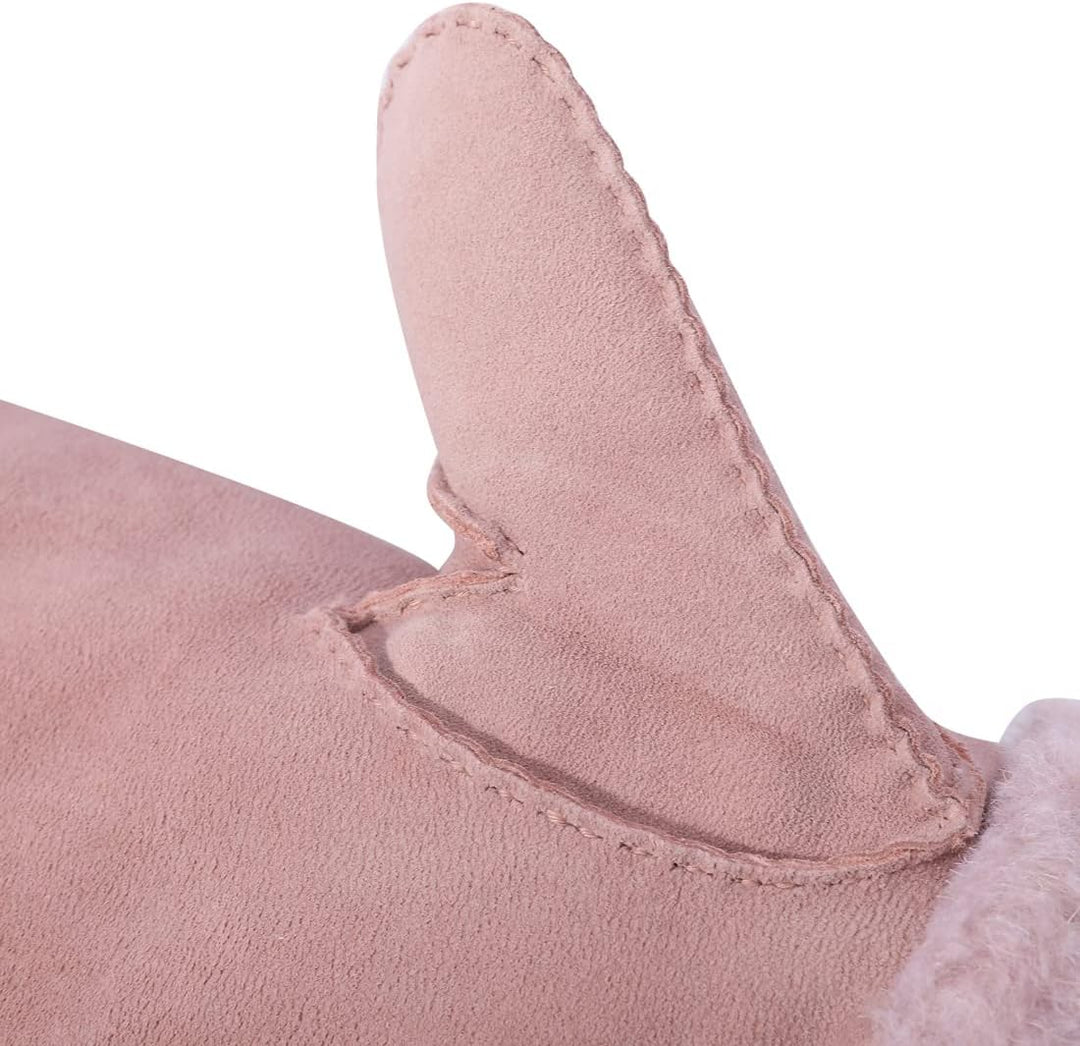 Harssidanzar Damen Fäustlinge,Winter Schaffell Lammfell beheizte warme pelzige Stulpenhandschuhe Led