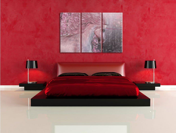 Pixxprint Einhorn als Leinwandbild/Grösse: 3 Teilig (120x80 cm) cm/Wandbild/Kunstdruck/fertig bespan
