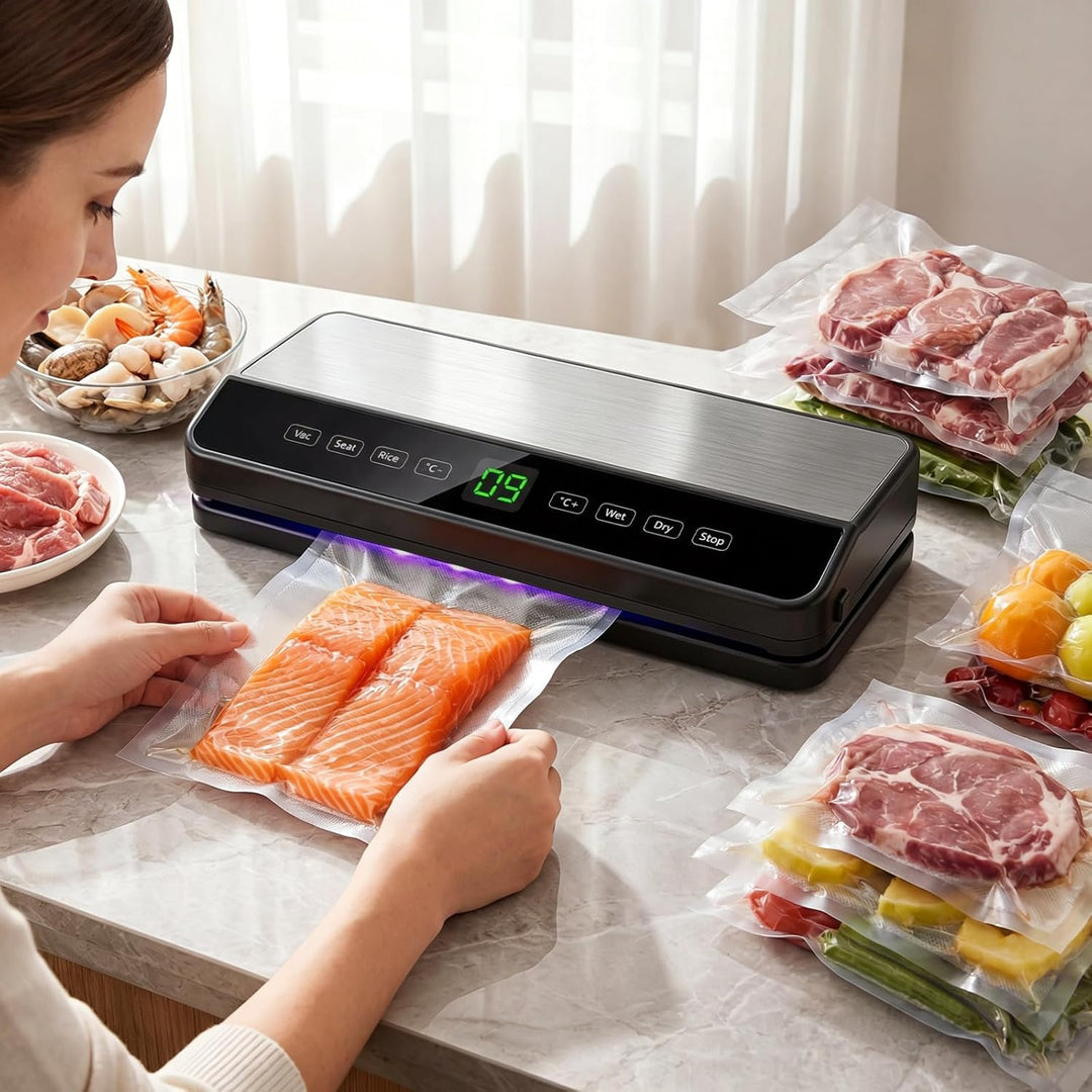 Vakuumiergerät für Lebensmittel, Automatisch Trocken- / Feucht Vakuumierer, Vacuum Sealer Machine mi