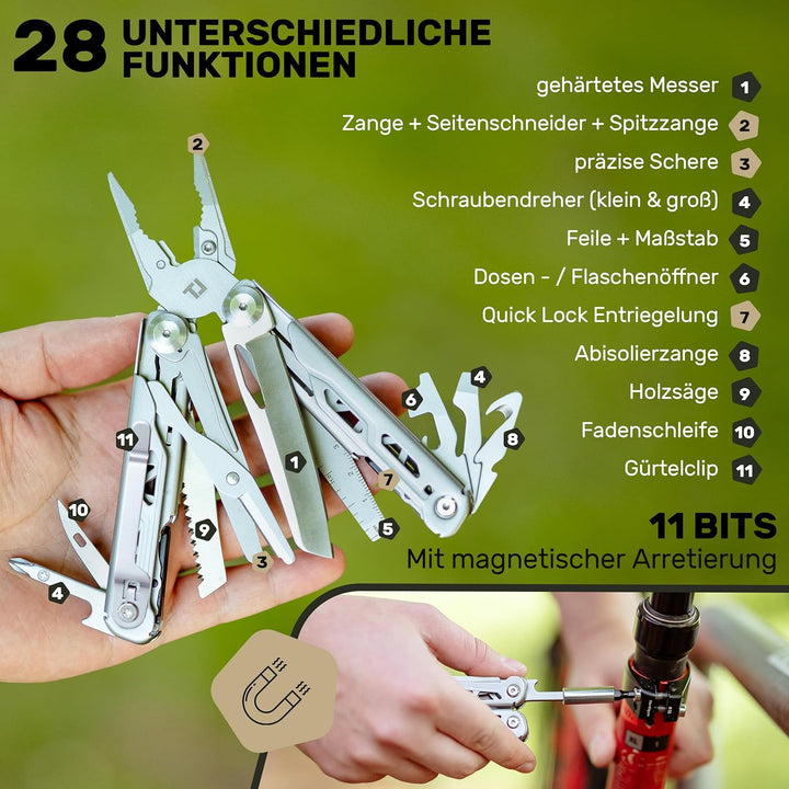 Premium Multitool Werkzeug [rostfreier Edelstahl] Survival Multifunktionsmesser perfektes Camping Zu