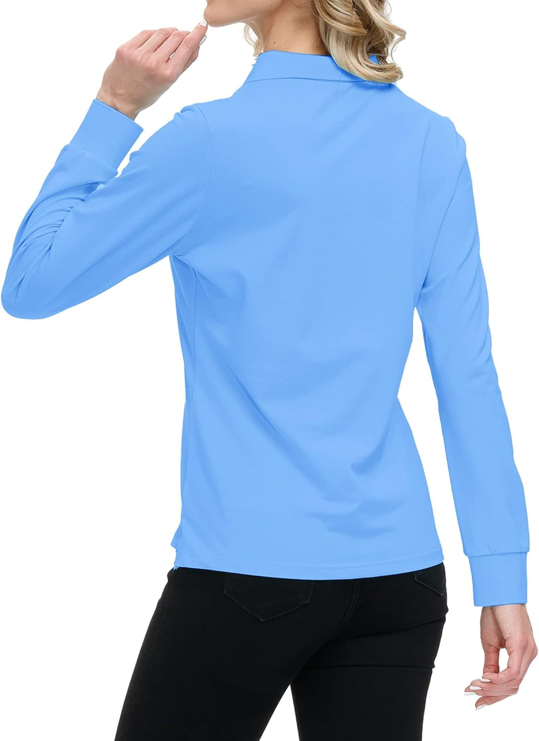MoFiz Damen Poloshirt Langarm Baumwolle Polohemd Sport Polo Wintershirts mit Reissverschluss Kragen
