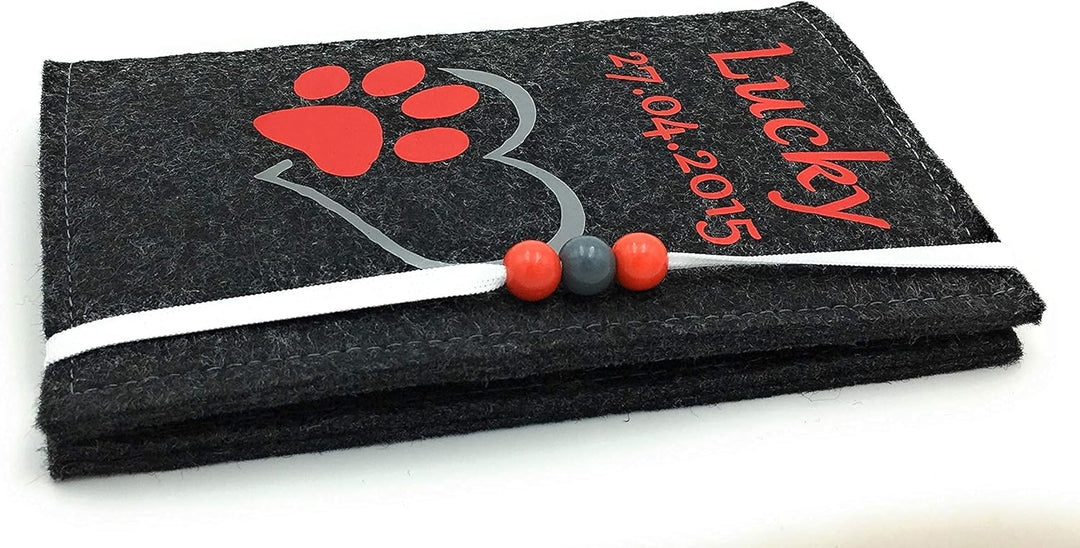 Heimtierausweis Hülle -Impfpass hülle Herzopfote Rot/grau