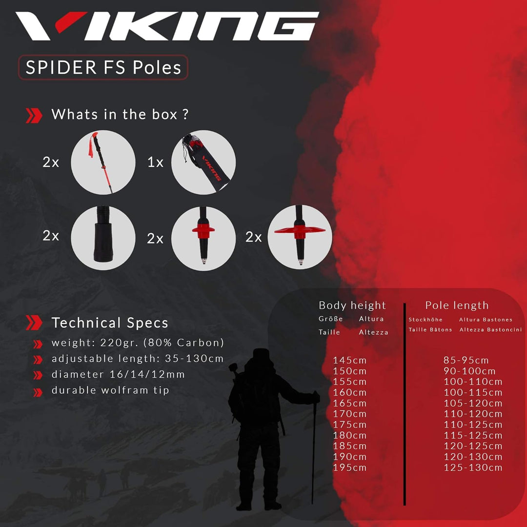 Viking Spider FS Carbon Wanderstöcke faltbar Teleskop Wanderstöcke Teleskop Trekkingstöcke faltbar W