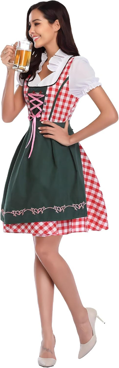 thematys Dirndl midi mit Schürze Damen | Dirndl-Bluse | Oktoberfest | Trachtenkleid | Trachtenmode K