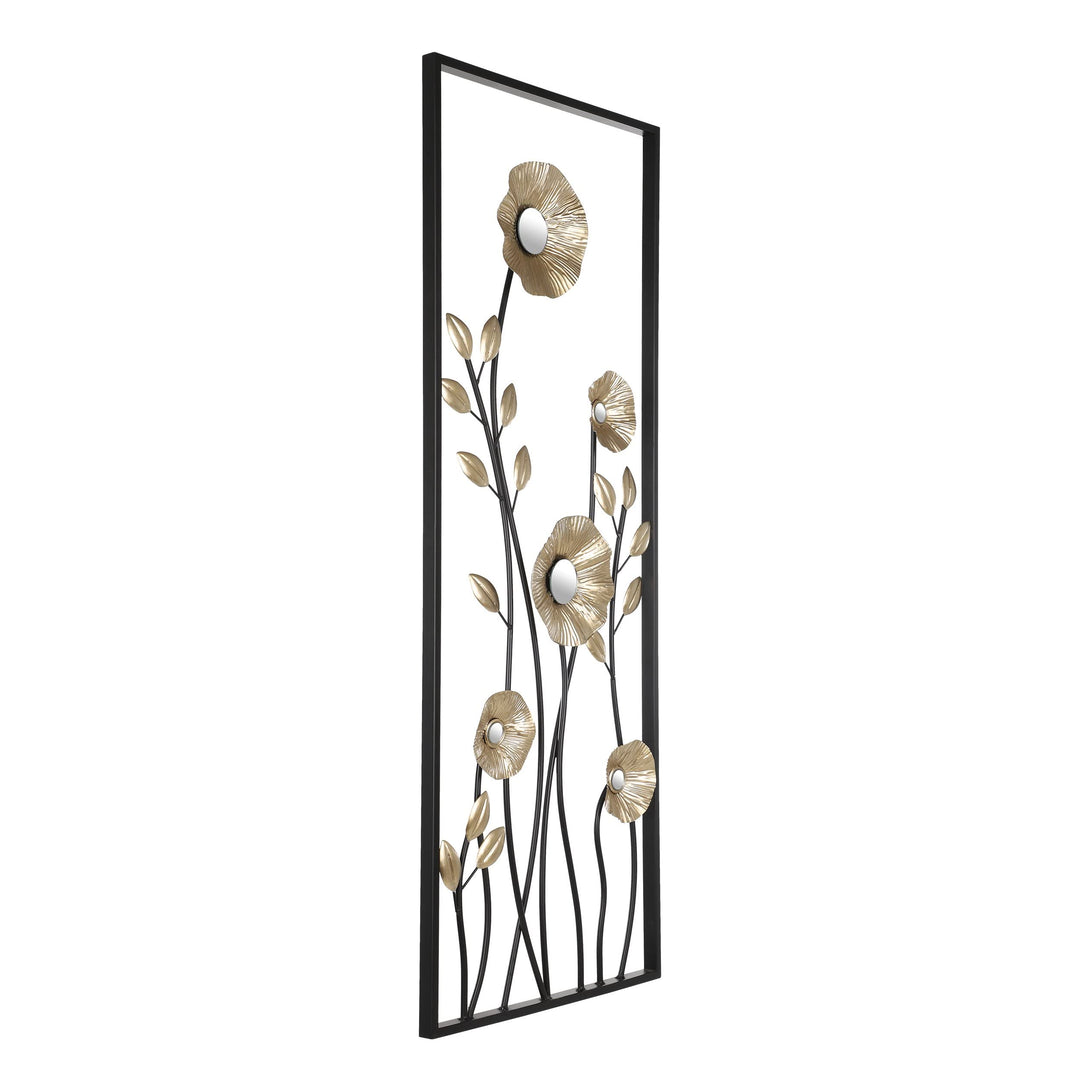 EGLO LIVING Wanddeko Chikuma, 3D Wandbild im Blumen-Design mit Ramen, Wandobjekt aus Metall in Messi