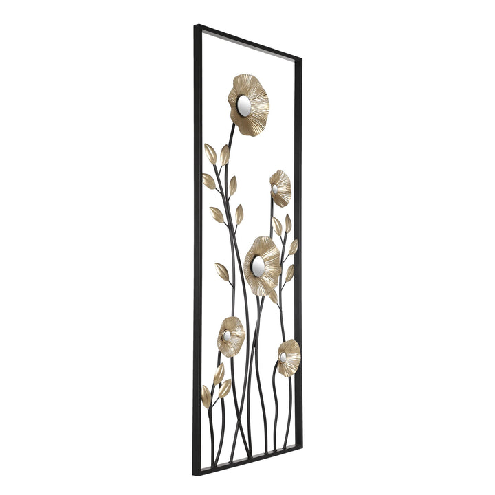 EGLO LIVING Wanddeko Chikuma, 3D Wandbild im Blumen-Design mit Ramen, Wandobjekt aus Metall in Messi