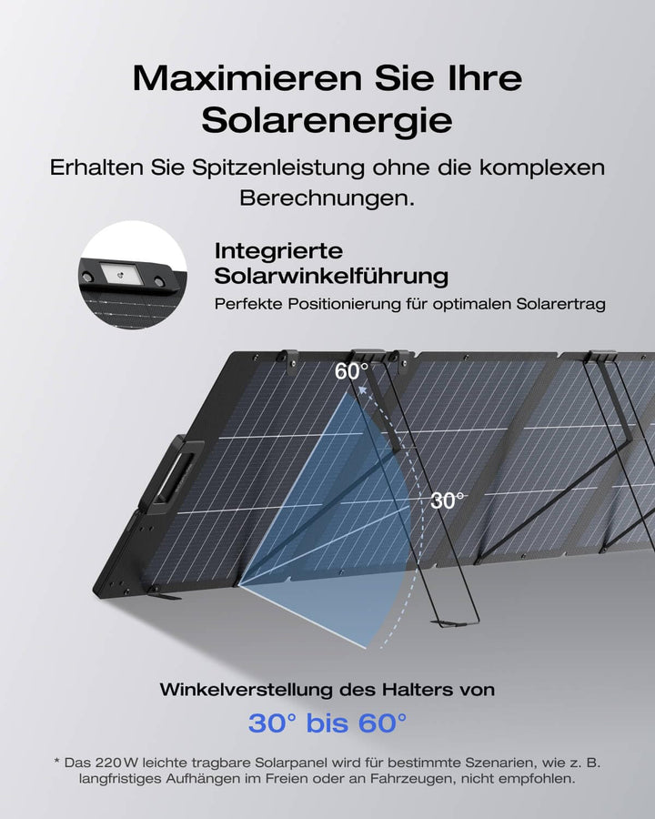 EF ECOFLOW 220W Solar Panel, Solarpanels Faltbar Solarmodul für Delta Pro/Delta Max/Delta/Delta Mini