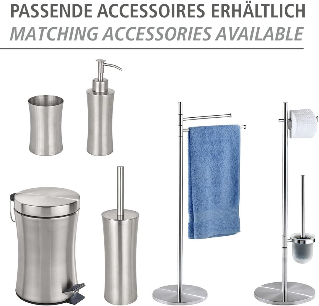 WENKO Stand WC-Garnitur Mod. Pieno Freistehend aus rostfreiem Edelstahl mit Toilettenpapierhalter un
