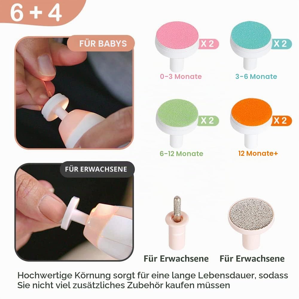 haakaa Baby Nageltrimmer Elektrisch Baby Nagelknipser Set für Neugeborene, Kleinkinder oder Erwachse
