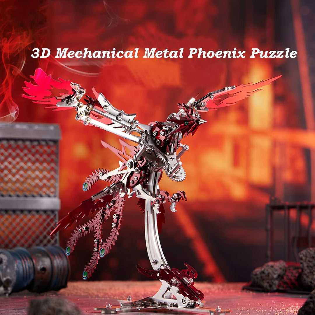 Bunte 3D Metall Puzzle Erwachsene Phoenix, 3D Modellbausatz Metall für Erwachsene mit Werkzeugen, De
