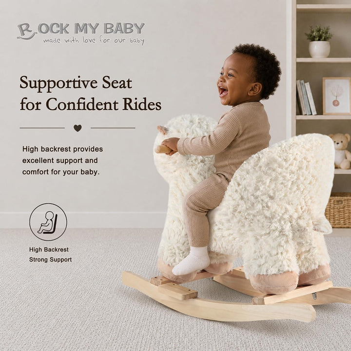 Plüsch Rocking Horse -Schaukeltier Schaukelpferd Schaukelspielzeug，TIC、CPC Zertifizierung (Weiss) Cr