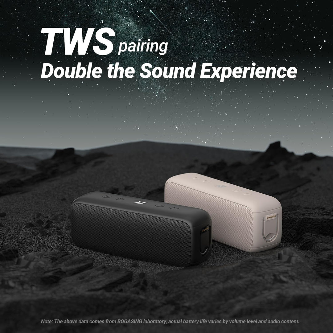 BOGASING G6 Tragbarer Bluetooth Lautsprecher, Lautsprecher Boxen Bluetooth mit 30W Stereo-Sound, 35h