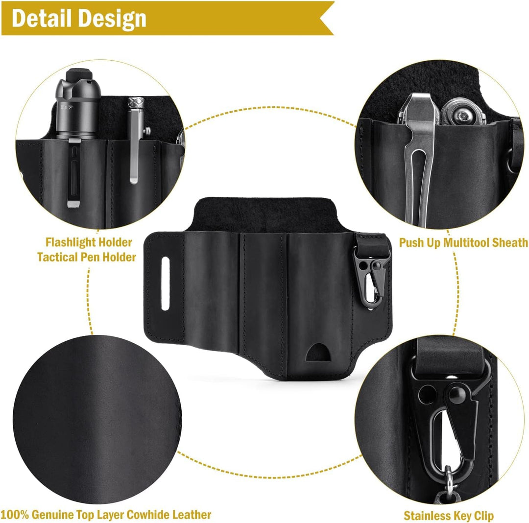 VIPERADE PJ29 EDC Lederscheide, Multitoolscheide/Werkzeuge Holster/Messergürtelscheide/Taschenlampen