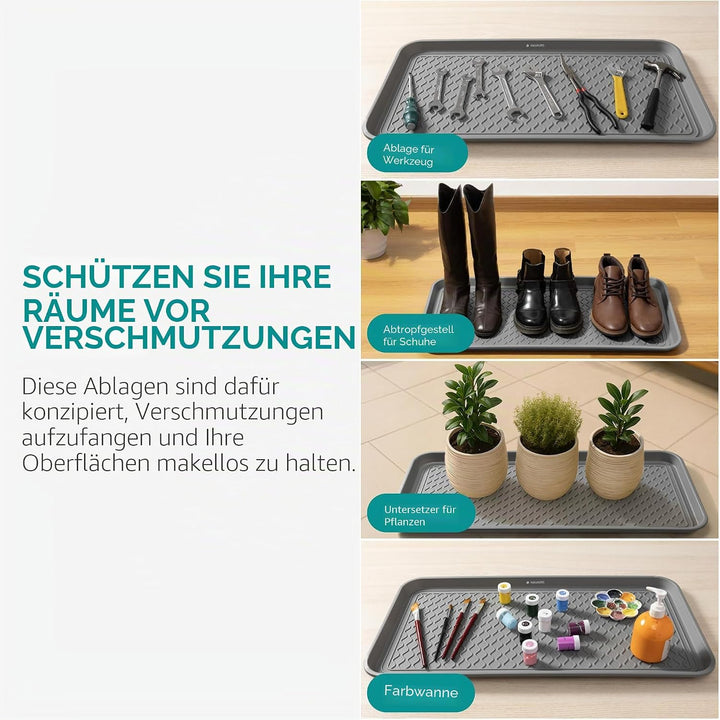 Navaris Schuhablage Schuhabtropfschale - 3X Schuhmatte Abtropfmatte - Schuh Abtropfschalen Grau für