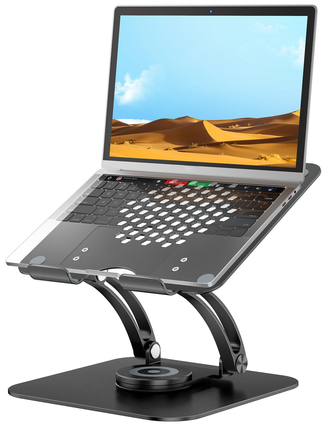 Laptop Ständer mit 360° Drehbarer Basis, Ergonomisch Laptopständer Höhenverstellbar, Laptop Erhoehun