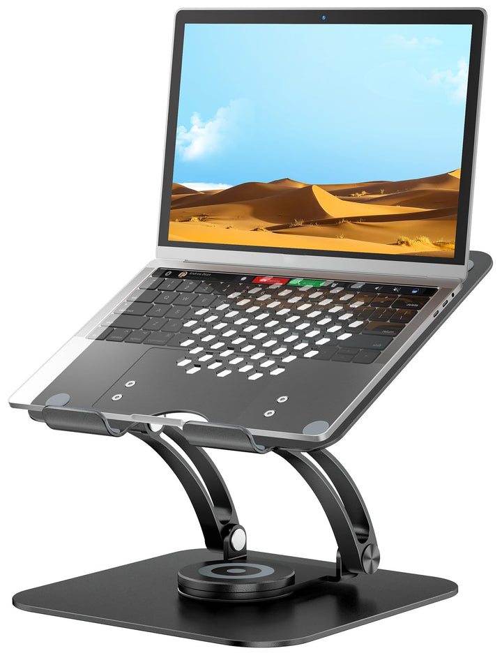 Laptop Ständer mit 360° Drehbarer Basis, Ergonomisch Laptopständer Höhenverstellbar, Laptop Erhoehun