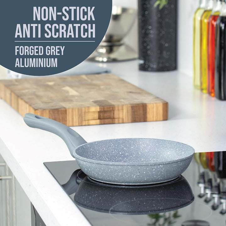Blackmoor Bratpfanne | 24cm Grau | Antihaft und Kratzfest | Cool-Touch-Griffe | Geeignet für Indukti