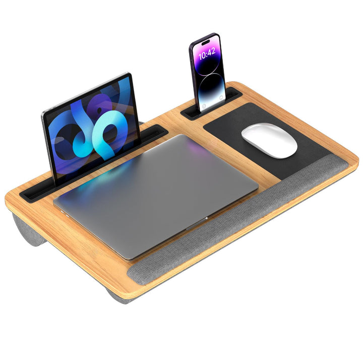 Laptopkissen für Schoss, Bett & Sofa, Laptoptisch mit Kissen, Mauspad, Handyhalter, Handgelenkauflag