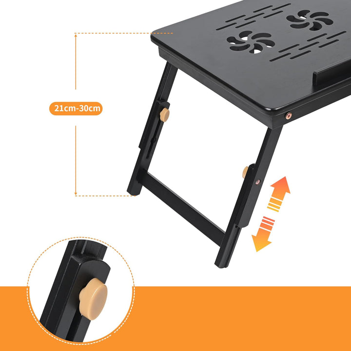 VASMIA Bambus Laptoptisch für Bett und Couch, Klapptisch, Frühstück Servierbach mit Klappbeinen, Höh