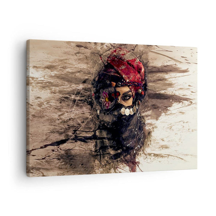 Bilder auf Leinwand Frau Folklore Leinwandbild mit Rahmen 70x50cm Wandbilder Dekoration Wohnzimmer S