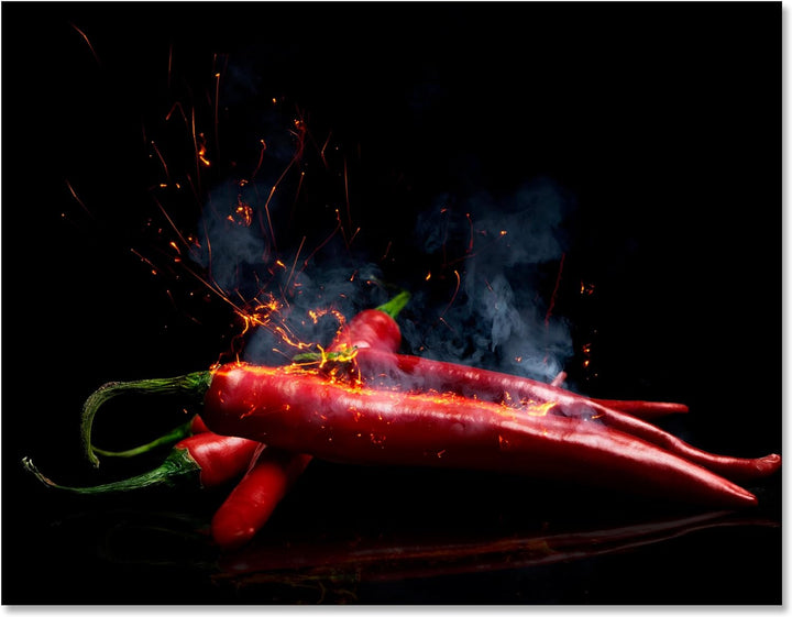 wandmotiv24 Obst & Gemüse als Leinwandbild, 100x75cm, Querformat, Chili & Feuer, Scharf, Küche, Lebe
