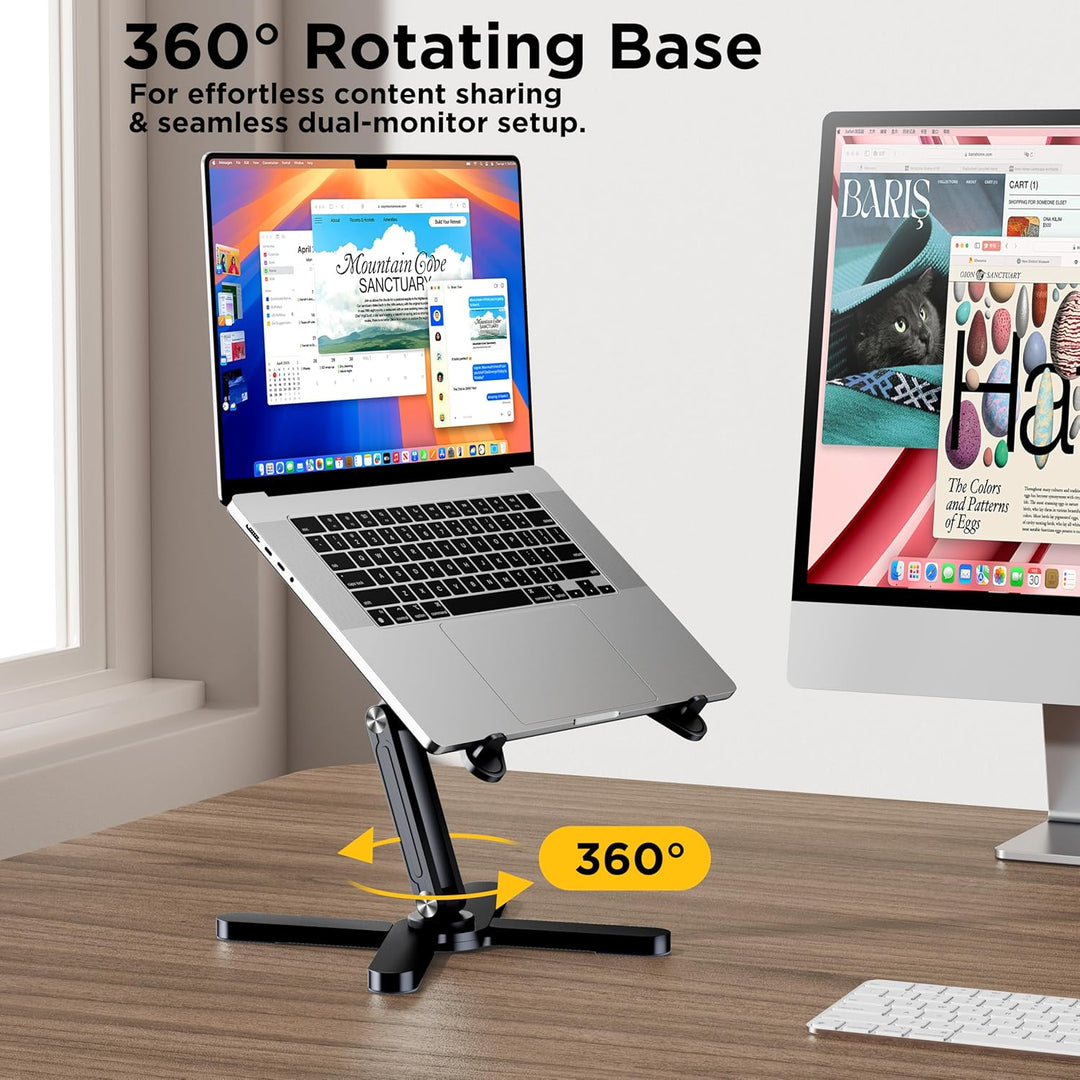 FoldWise X Premium Laptop-Ständer für Schreibtisch - 100% Aluminium, tragbar & 360° drehbar - Höhen-