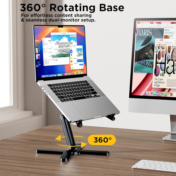 FoldWise X Premium Laptop-Ständer für Schreibtisch - 100% Aluminium, tragbar & 360° drehbar - Höhen-