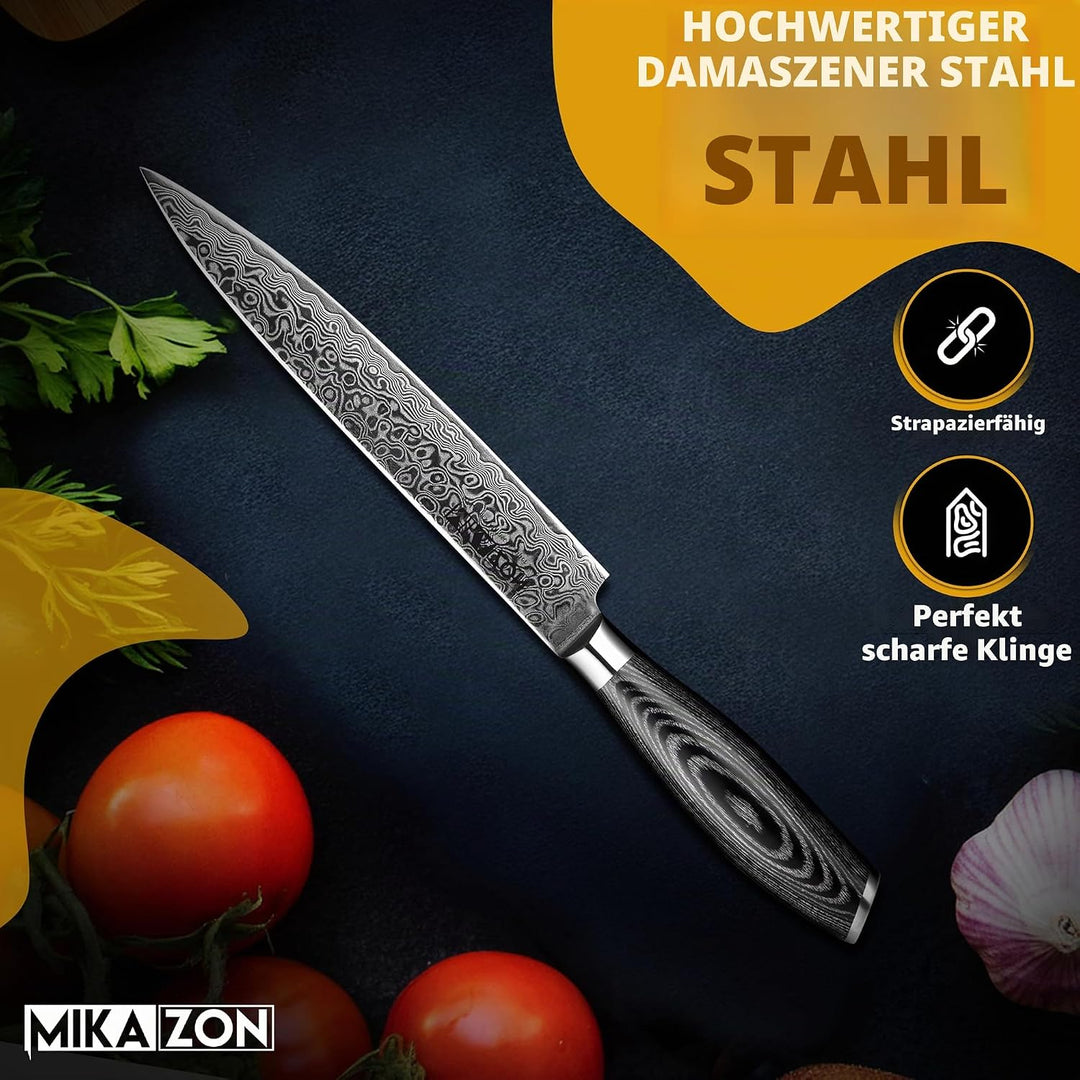 Damast Tranchiermesser - Professionelles 20.2 cm Schneidemesser mit 67-lagiger Stahlkonstruktion und