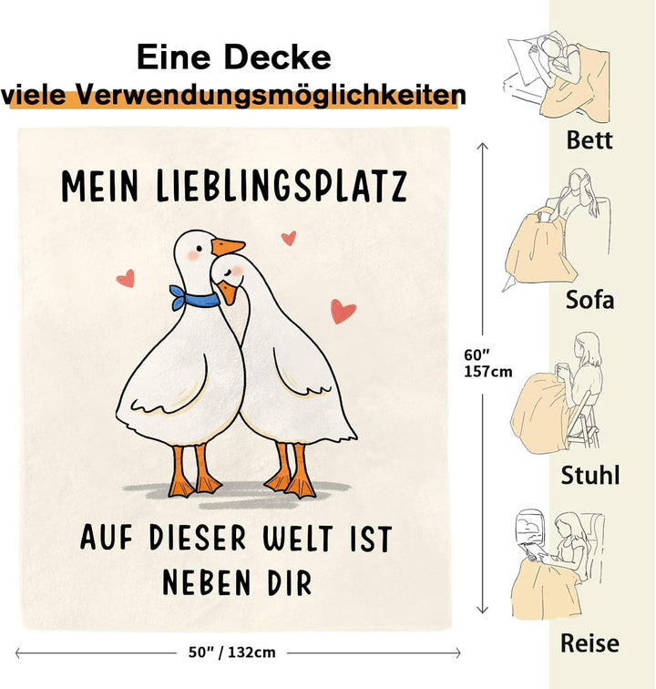 Geschenke für Partner, Ente Flanell Decke für Pärchen Paar Couple Partner Valentinstagsgeschenk, Ich
