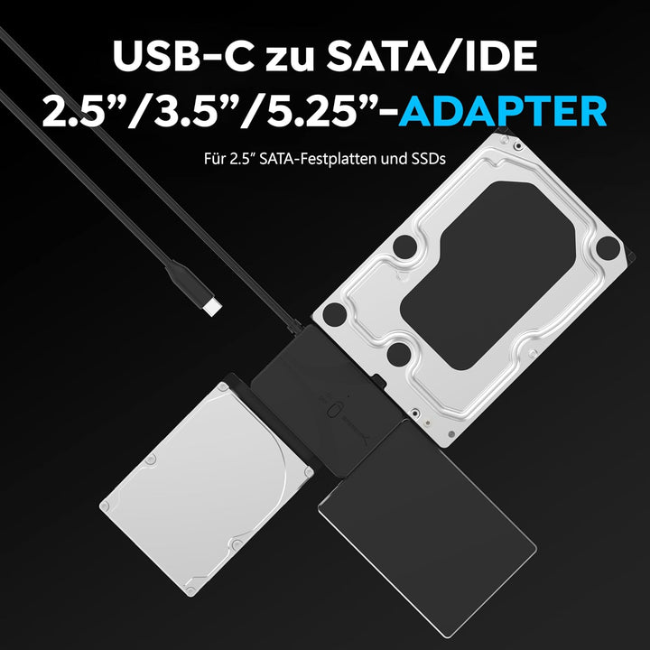 SABRENT USB Typ C zu SSD SATA IDE 2,5 / 3,5 / 5,25 Zoll Festplattenkonverter (USB-DS12) USB auf SSD