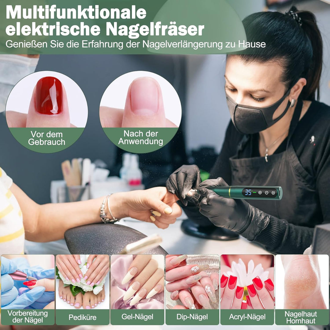 Nagelfräser Set Elektrisch,NAILGIRLS 11 in 1 Aufladbare Professional Electric Nail Drill Machine,Pro