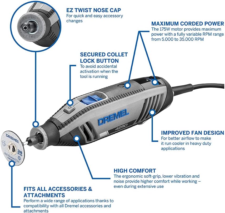 Dremel 4250 Rotationswerkzeug 175 W, Multifunktionswerkzeug-Set &amp; 565 Multifunktions Schneideset, fü