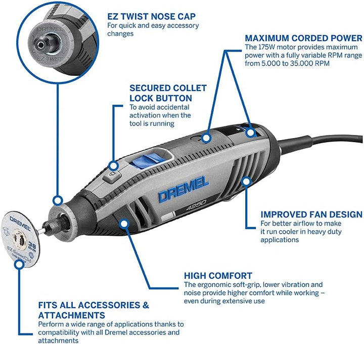 Dremel 4250 Rotationswerkzeug 175 W, Multifunktionswerkzeug-Set &amp; 565 Multifunktions Schneideset, fü