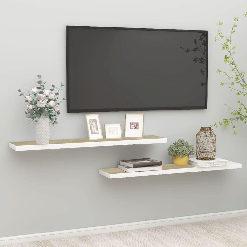 FIRBNUS 2 STK. Schweberegal 120x23,5x3,8 cm Floating Wall Shelf Hängeregal Wandregale Regale Regalbo