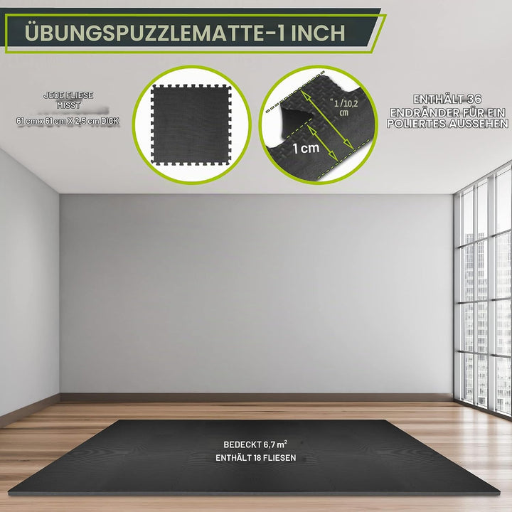Prosource Fit Extra dicke Puzzle-Übungsmatte, 1,9 cm oder 2,5 cm, EVA-Schaum, ineinandergreifende Fl
